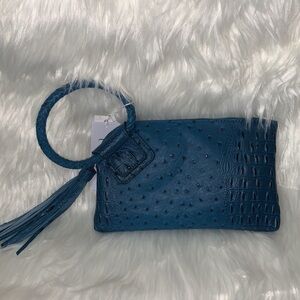 Blue Textured Clutch Bag
